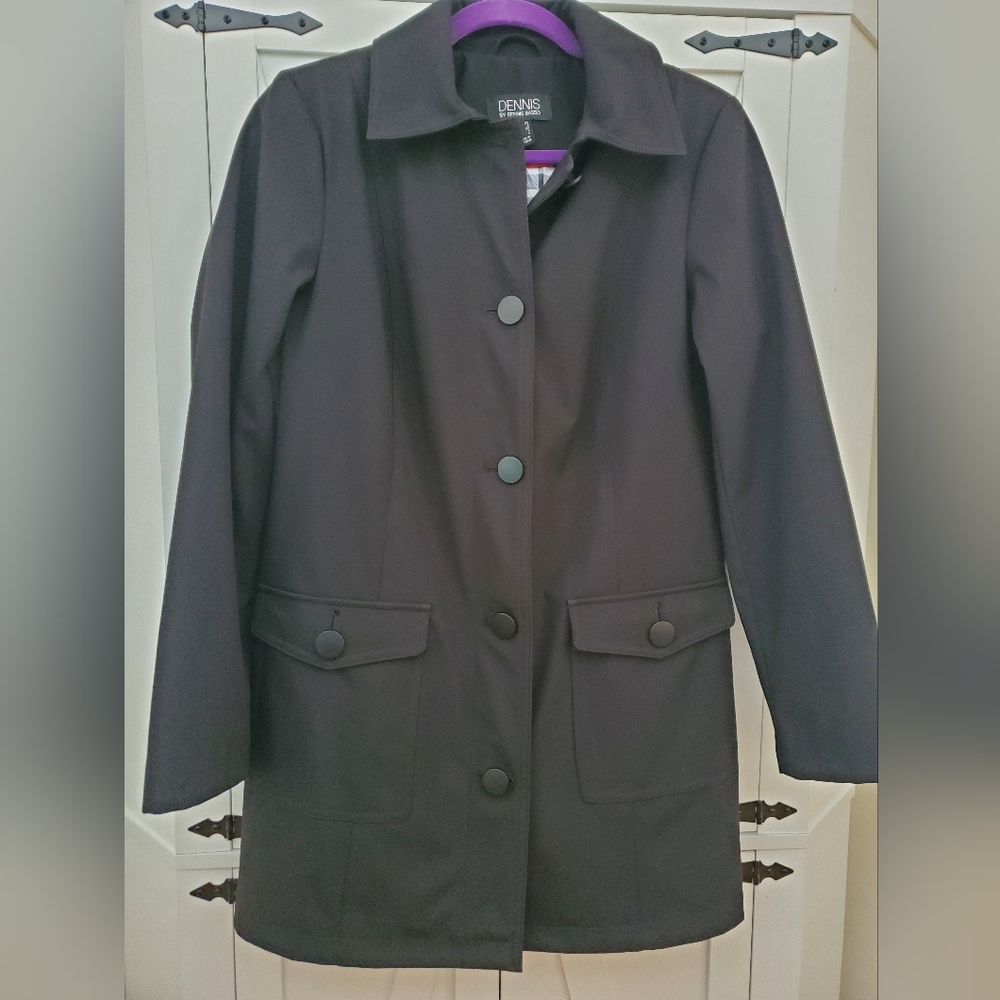 Dennis Basso Black Trench Coat. Nwot. Size XS